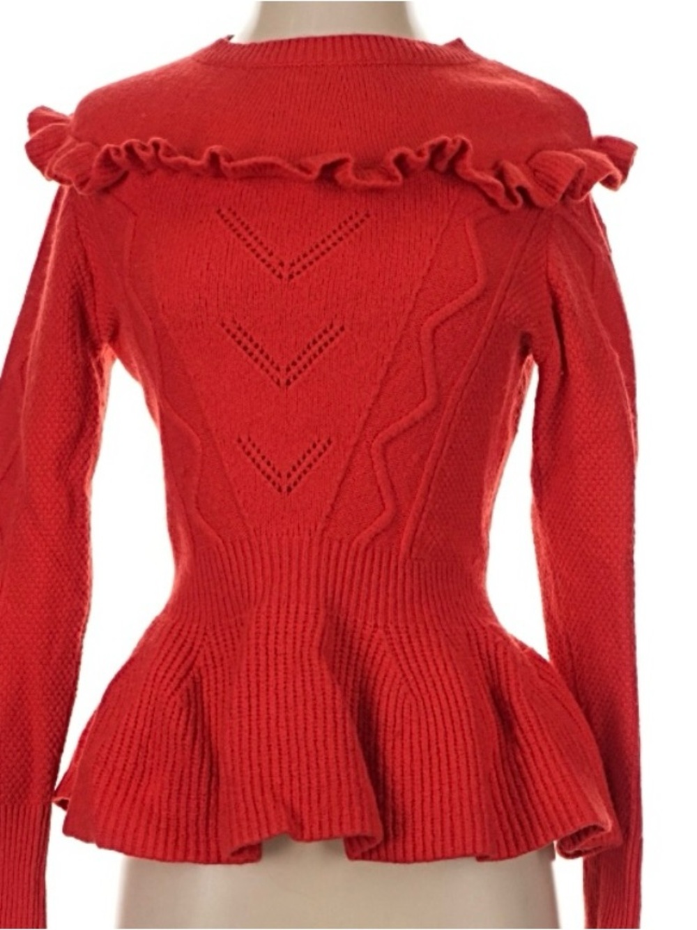 Ted Baker London Red Ruffle Peplum Sweater